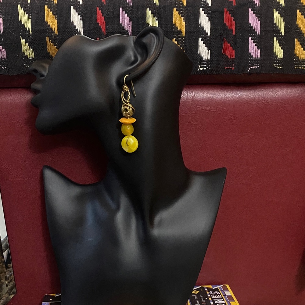 Elegant Gold and Yellow Beaded Earrings